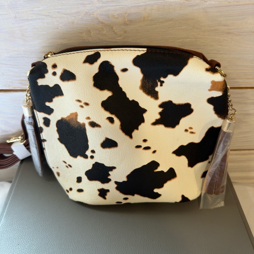 Alba Black and Brown Patterned Vegan Leather Crossbody Bag - Picture 8 of 10
